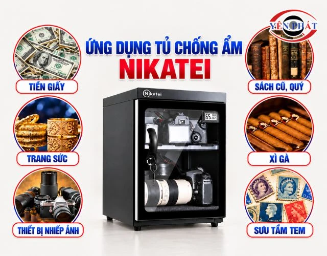 Tủ khử ẩm Nikatei ứng dụng phổ biến với nhóm vật dụng nhạy ẩm