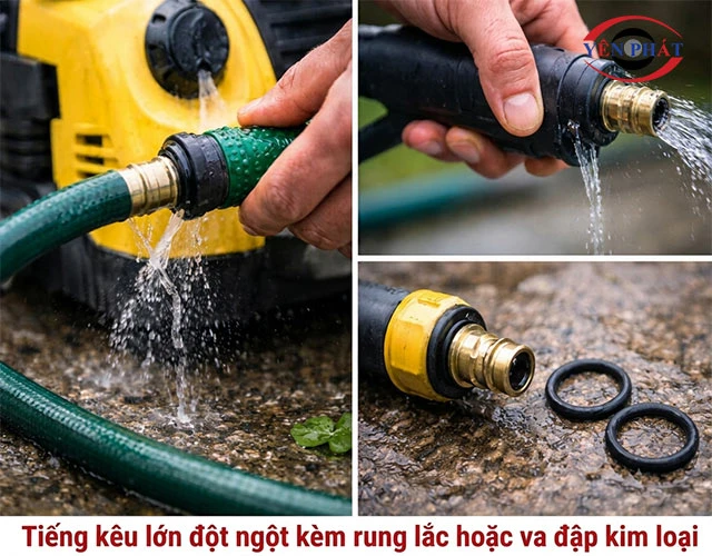 Tiếng kêu lớn đột ngột kèm rung lắc hoặc va đập kim loại