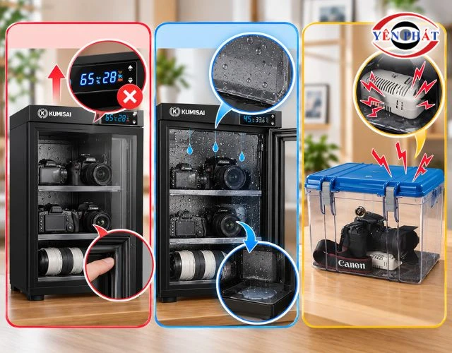 Các lỗi vận hành thường gặp về tủ chống ẩm ic và hộp hút ẩm silicagel