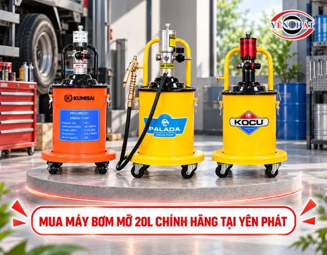 Mua máy bơm mỡ 20L chính hãng, đủ bảo hành tại Yên Phát