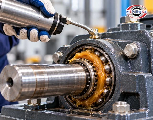 Tra thêm mỡ bôi trơn tương thích với lượng vừa đủ