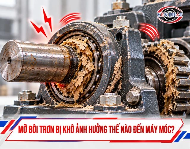 Mỡ bôi trơn bị khô ảnh hưởng nghiêm trọng tới máy móc vận hành