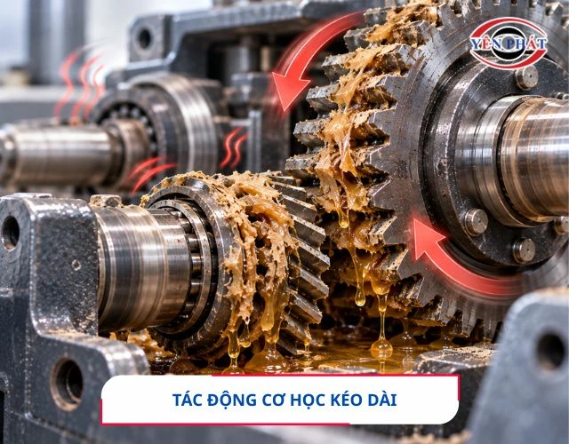 Tác động từ lực cắt, rung động của các chi tiết gây ra tình trạng mỡ bôi trơn bị khô