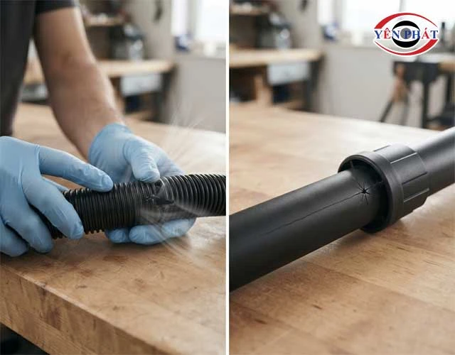 Ống hút bụi bị nứt và bị rò khí