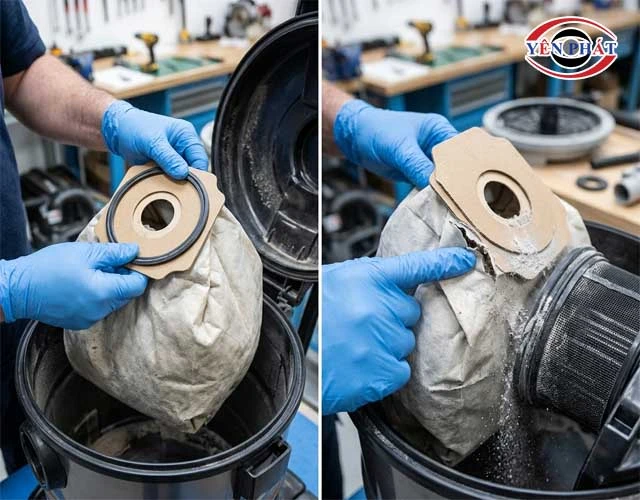 Cần thay túi lọc bụi khi bị rách