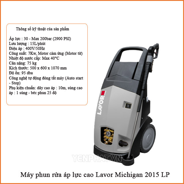 Thông số máy xịt rửa ô tô áp lực cao Lavor Michigan 2015 LP