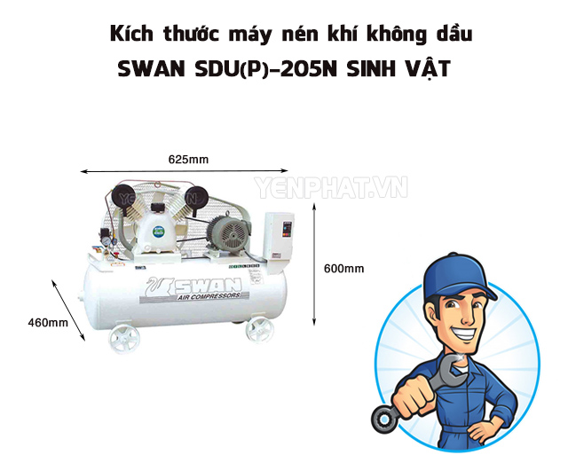 Máy nén khí không dầu Swan SDU(P)-205N sinh vật
