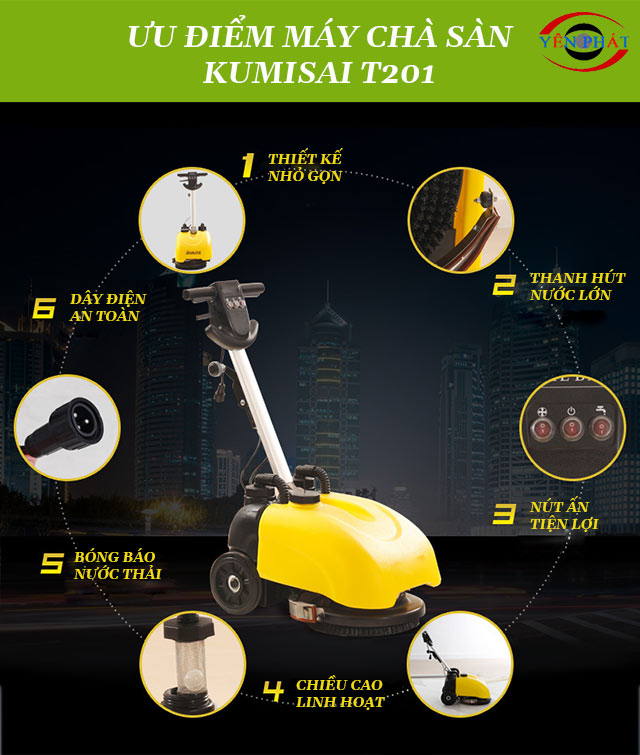 Ưu điểm của máy chà sàn liên hợp mini Kumisai T201
