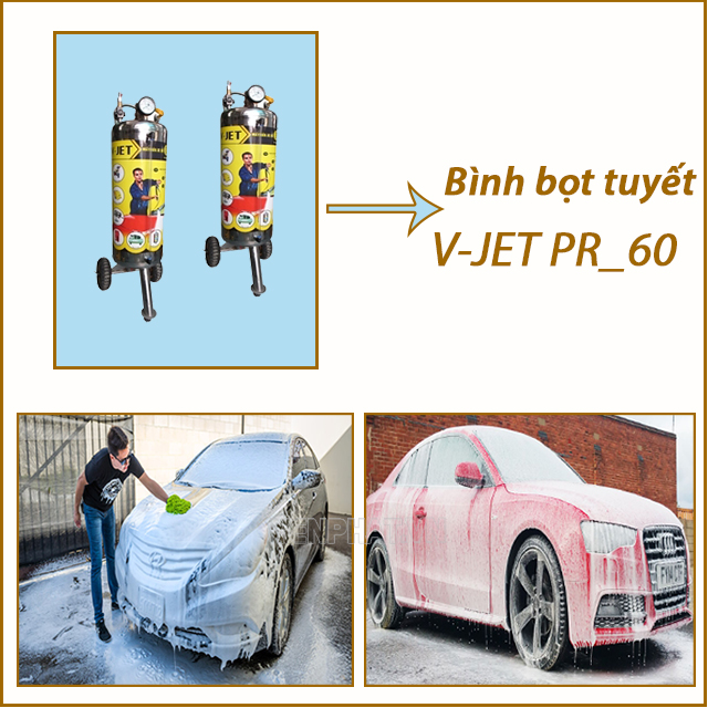 Bình bọt tuyết V-JET PR_60 giúp quá trình rửa xe nhanh chóng và hiệu quả