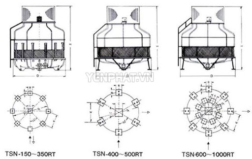 Bản vẽ cad tháp giải nhiệt nước