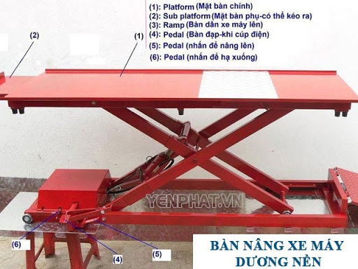 Cấu tạo bàn nâng xe máy kiểu nổi