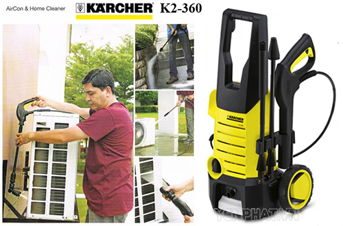 Máy phun rửa xe Karcher K2 360 thiết kế thuận tiện, chắc chắn