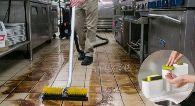 cách lau sàn nhà dính dầu ăn