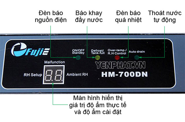 bảng điều khiển máy hút ẩm công nghiệp fujie hm 700dn