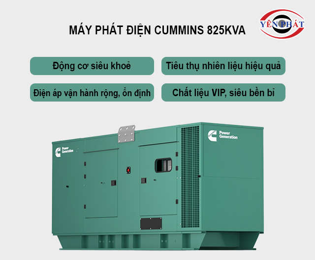 ưu điểm của máy phát điện Cummins 825kVA