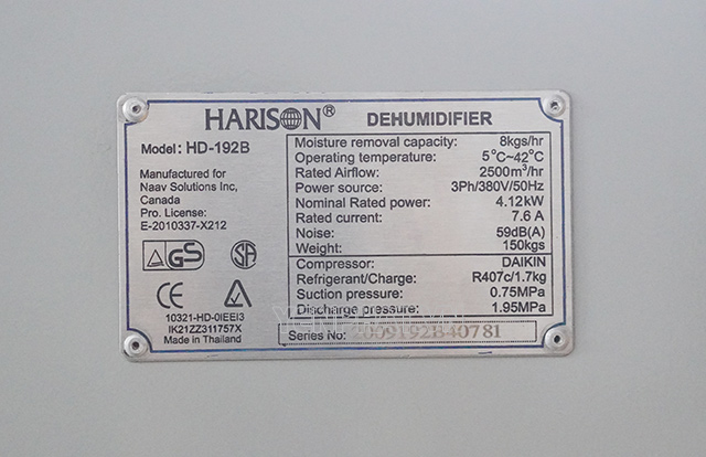thông tin máy hút ẩm công nghiệp Harison HD-129B