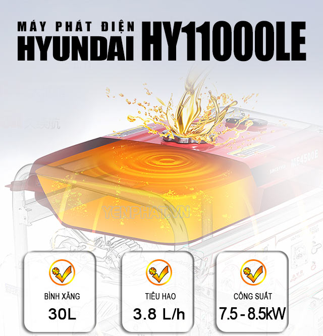 Máy phát điện Hyundai HY11000LE hoạt động hiệu quả