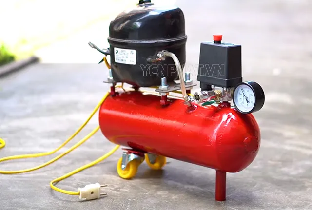 Một chiếc máy nén khí tự chế từ block máy nén khí tủ lạnh