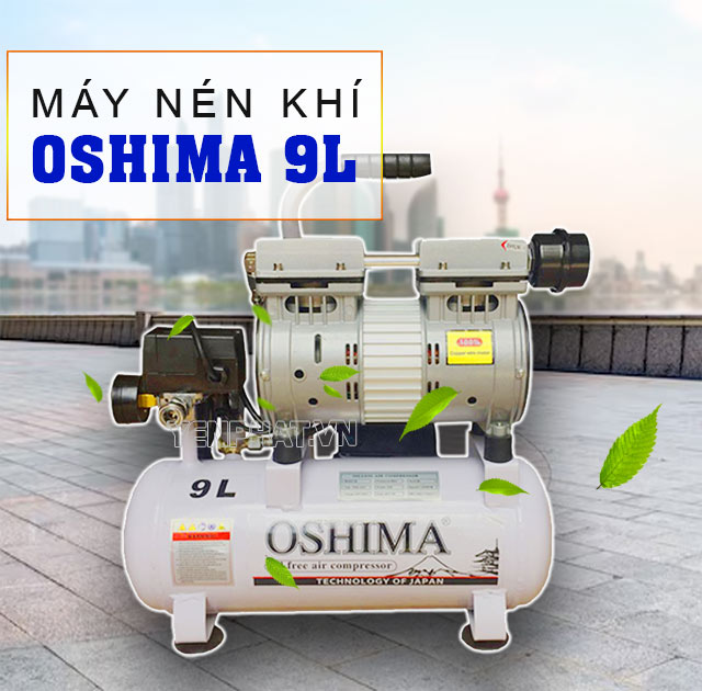 Máy nén khí Oshima 9L sở hữu thiết kế chắc chắn, tiện dụng