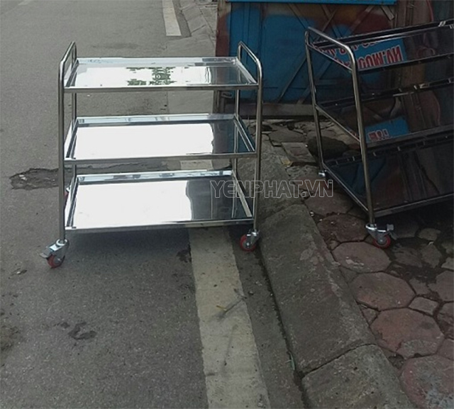 xe đẩy đồ ăn 3 tầng inox - Điện Máy Yên Phát