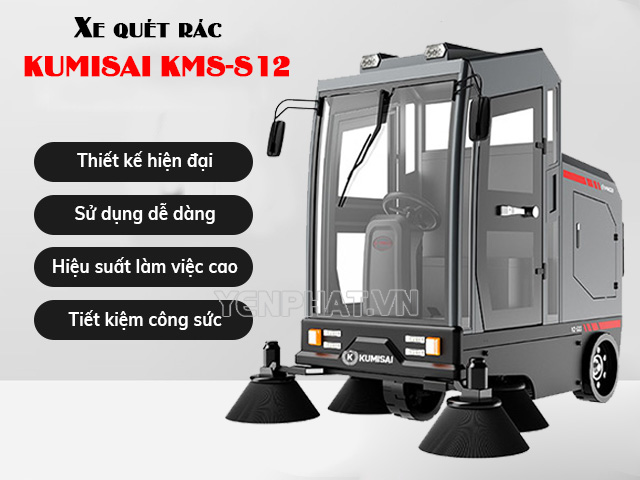 Xe quét rác ngồi lái Kumisai KMS-S12 - Sự lựa chọn hàng đầu của người dùng
